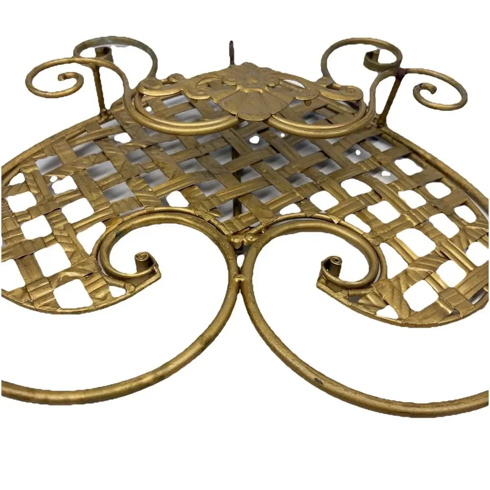 Vintage Ornate Heart Shape Metal Book Stand Art Display Easel Gold Tone 13”